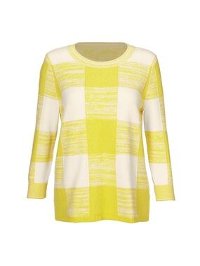 NWT Cabi Checkerboard Yellow & White Sweater, L
